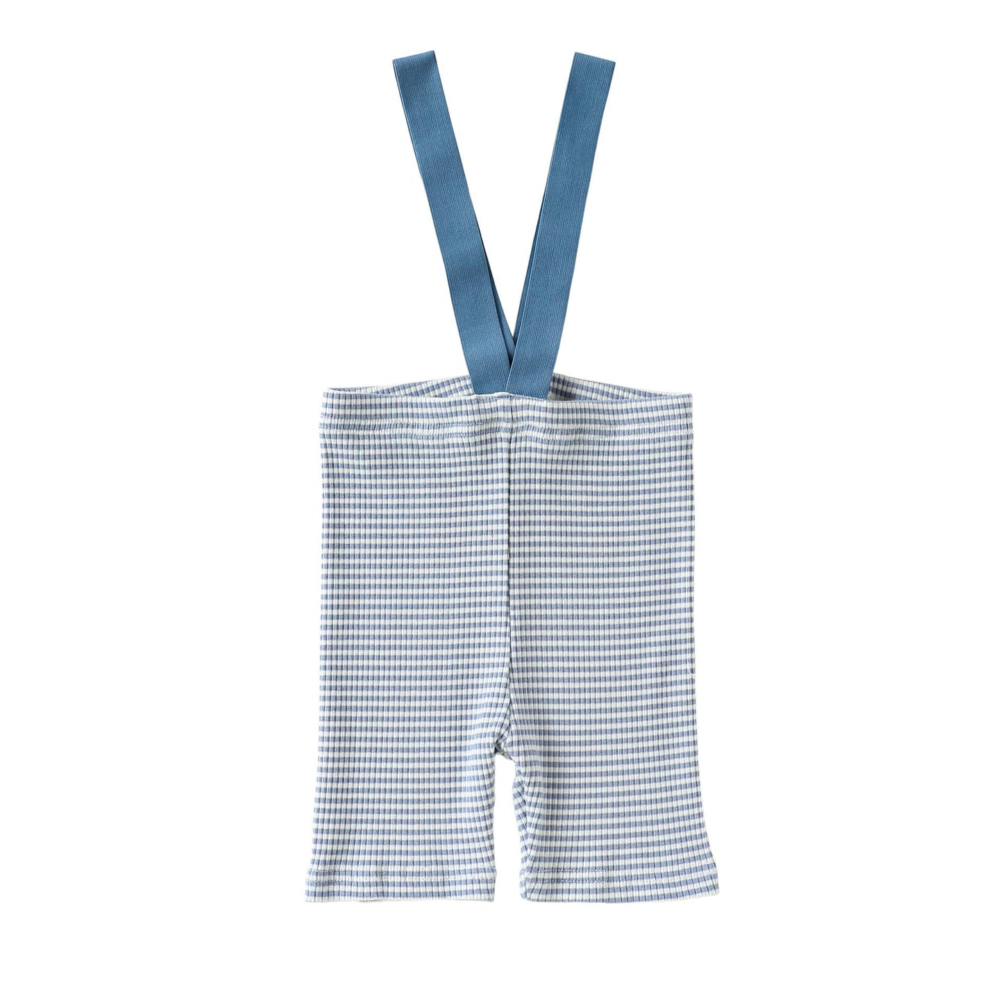 High Waisted Suspender Cotton Shorts ギンガムチェック サスペンダーハーフパンツ【mh0012782】 73cm / Blue Beitaoya サロペットパンツ・サスペンダーパンツ