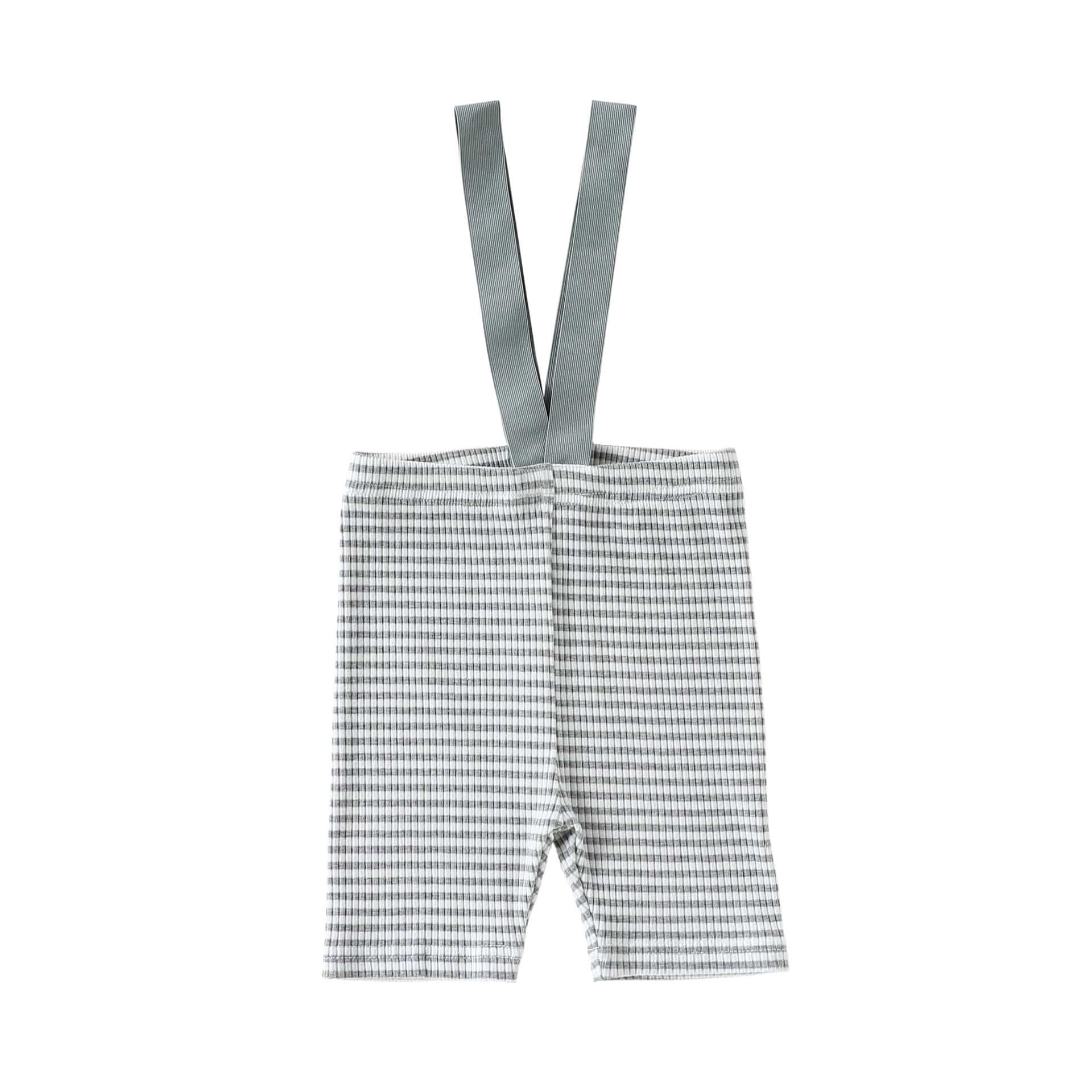 High Waisted Suspender Cotton Shorts ギンガムチェック サスペンダーハーフパンツ【mh0012782】 73cm / Gray Beitaoya サロペットパンツ・サスペンダーパンツ