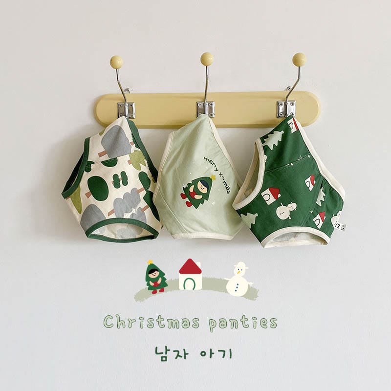 Holiday Festive Festive Print Briefs クリスマス ショーツ 3枚セット【mh0013558】 Boy's Triangle / S mamahalo accessories 幼児用下着