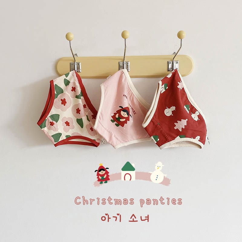 Holiday Festive Festive Print Briefs クリスマス ショーツ 3枚セット【mh0013558】 Girl's Triangle / S mamahalo accessories 幼児用下着