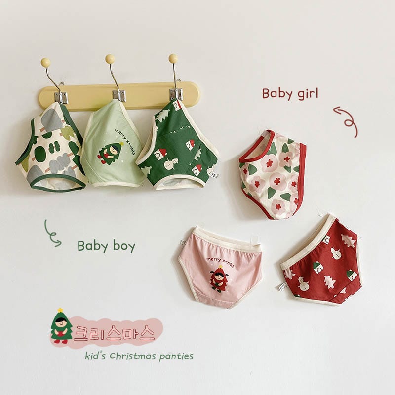 Holiday Festive Festive Print Briefs クリスマス ショーツ 3枚セット【mh0013558】 mamahalo accessories 幼児用下着