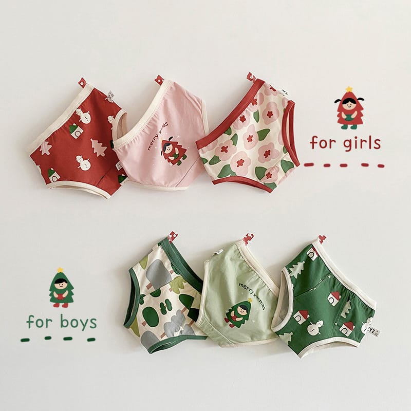 Holiday Festive Festive Print Briefs クリスマス ショーツ 3枚セット【mh0013558】 mamahalo accessories 幼児用下着