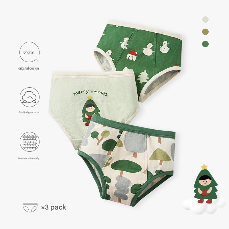 Holiday Festive Festive Print Briefs クリスマス ショーツ 3枚セット【mh0013558】 mamahalo accessories 幼児用下着