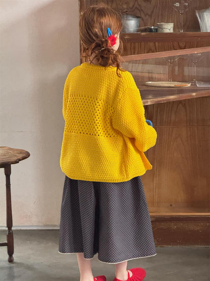 Hollow Crew Neck Knitted Cardigan 透かし編み クルーネック カーディガン【mh0012309】 Jianzidan