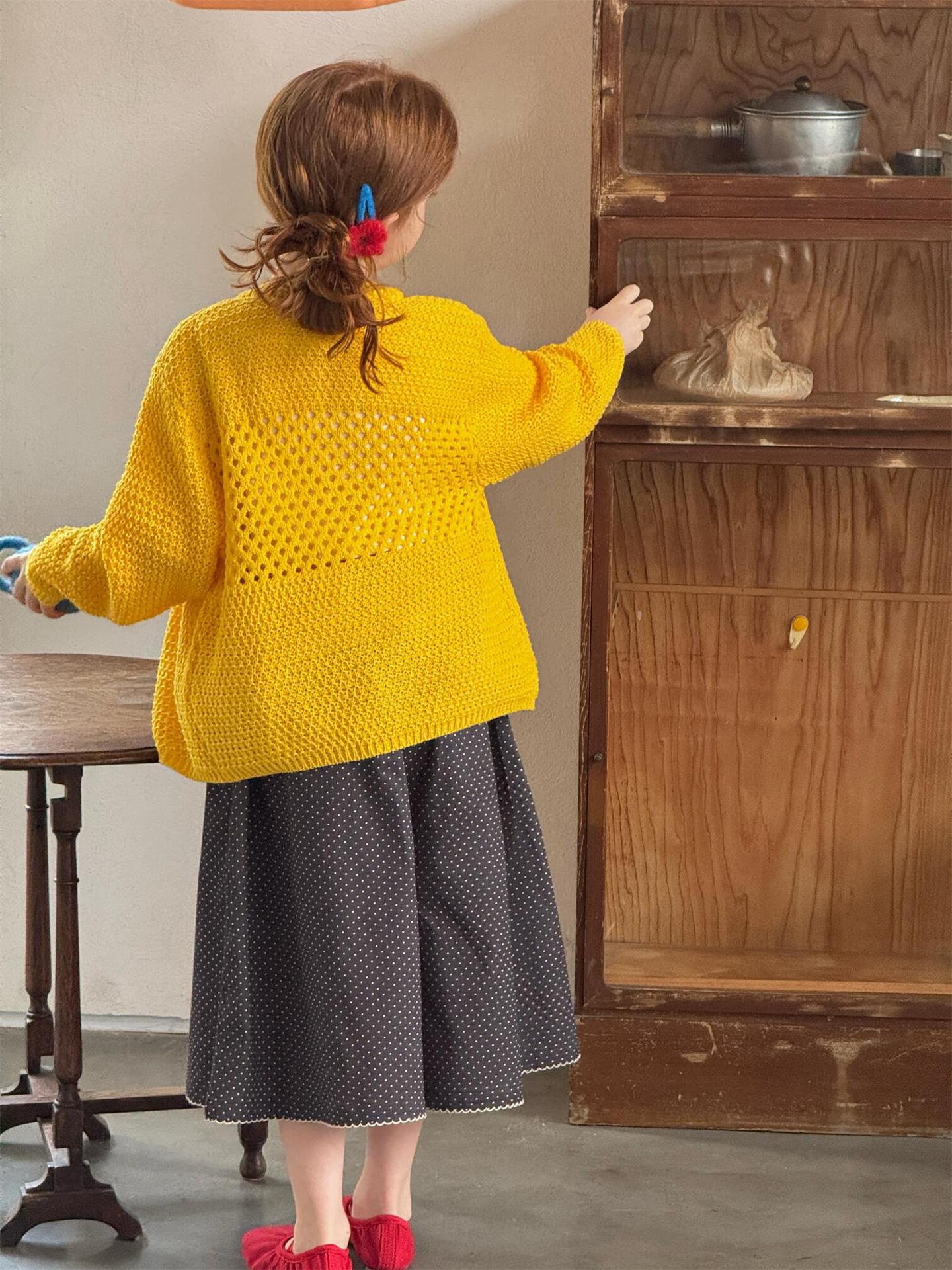 Hollow Crew Neck Knitted Cardigan 透かし編み クルーネック カーディガン【mh0012309】 Jianzidan