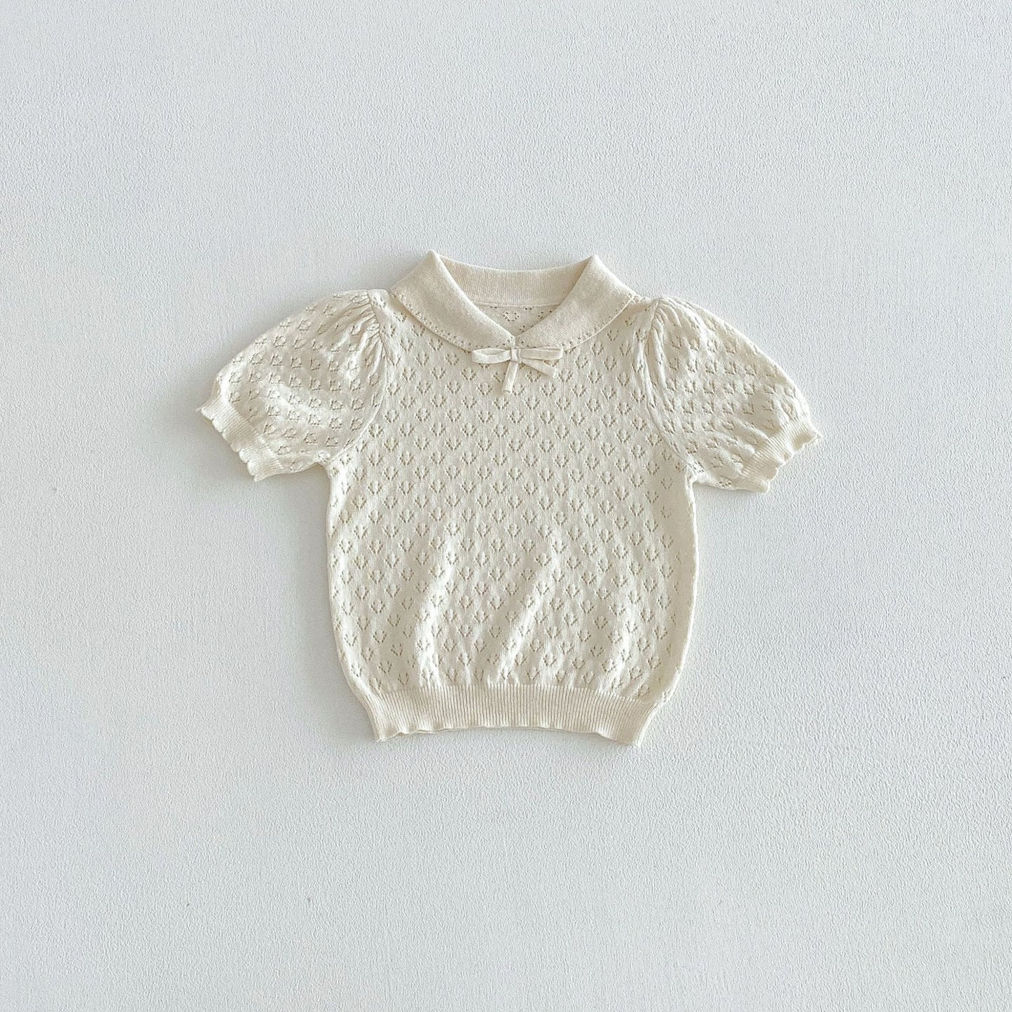 Hollow Knit Polo Shirt 透かし編みニット 半袖ポロシャツ【mh0012704】 angou 半袖シャツ・ブラウス