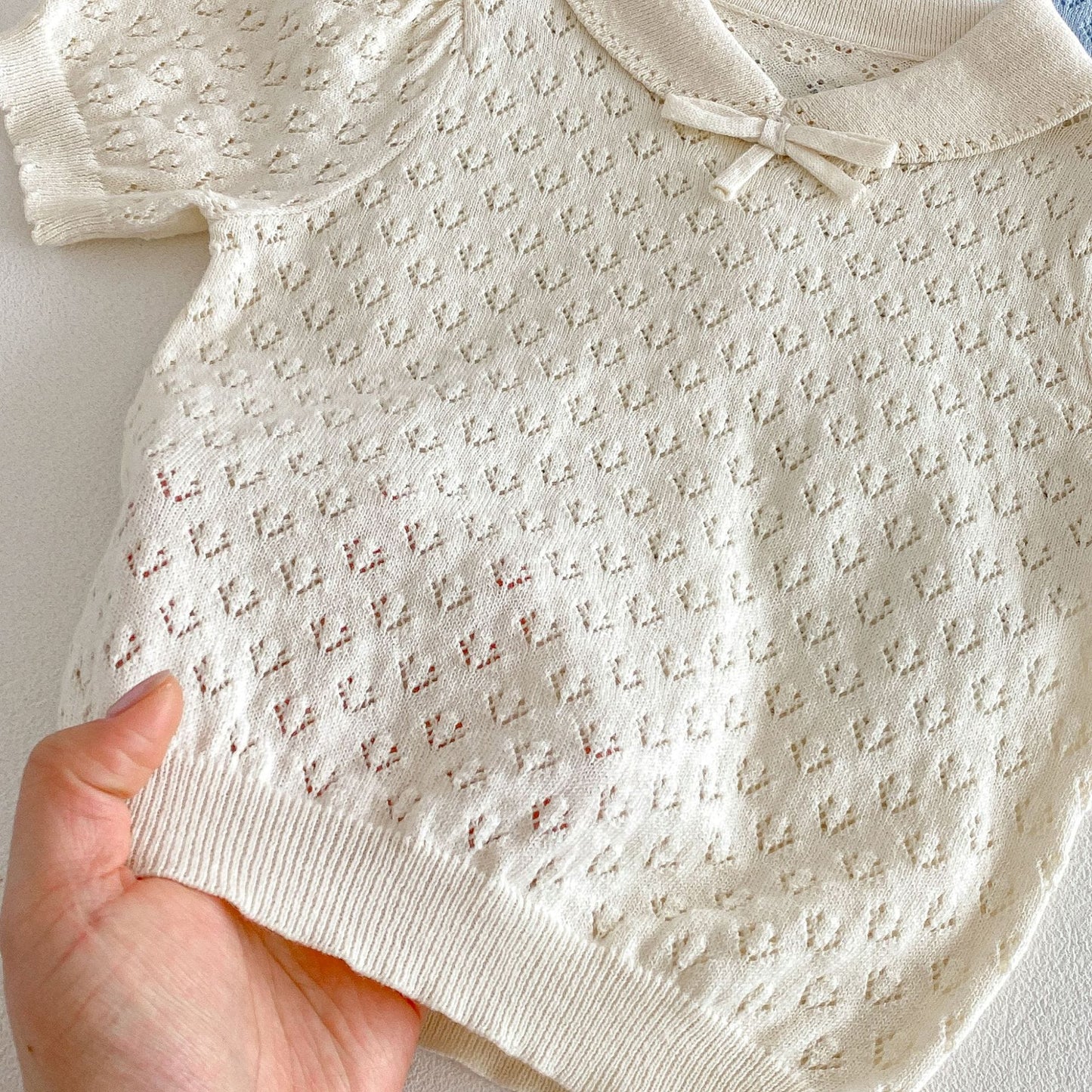 Hollow Knitted Short Sleeve Set 透かし編み ニット 半袖 セットアップ【mh0012710】 angou 半袖セットアップ