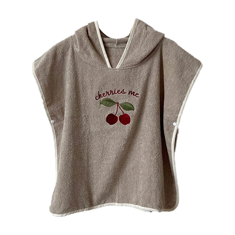 Hooded Fruit Embroidery Bath Towel Cape 刺繍 プールタオル ケープ【mh0013348】 mamahalo accessories ベビーブランケット・タオル