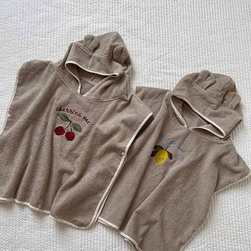 Hooded Fruit Embroidery Bath Towel Cape 刺繍 プールタオル ケープ【mh0013348】 mamahalo accessories ベビーブランケット・タオル