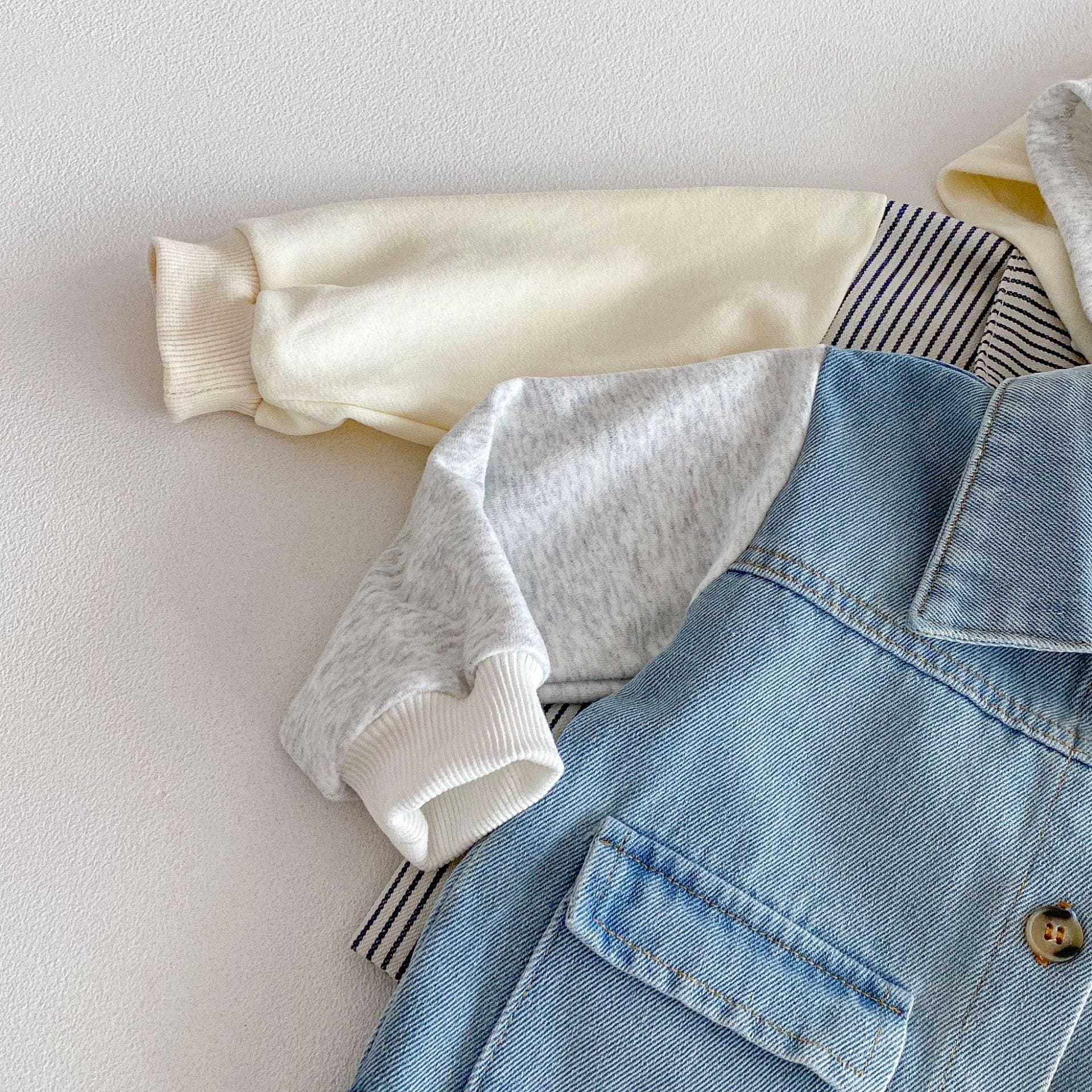Hooded Striped Denim Layered Jacket ストライプ フード デニム ジャケット【mh0012720】 angou カーディガン・パーカー