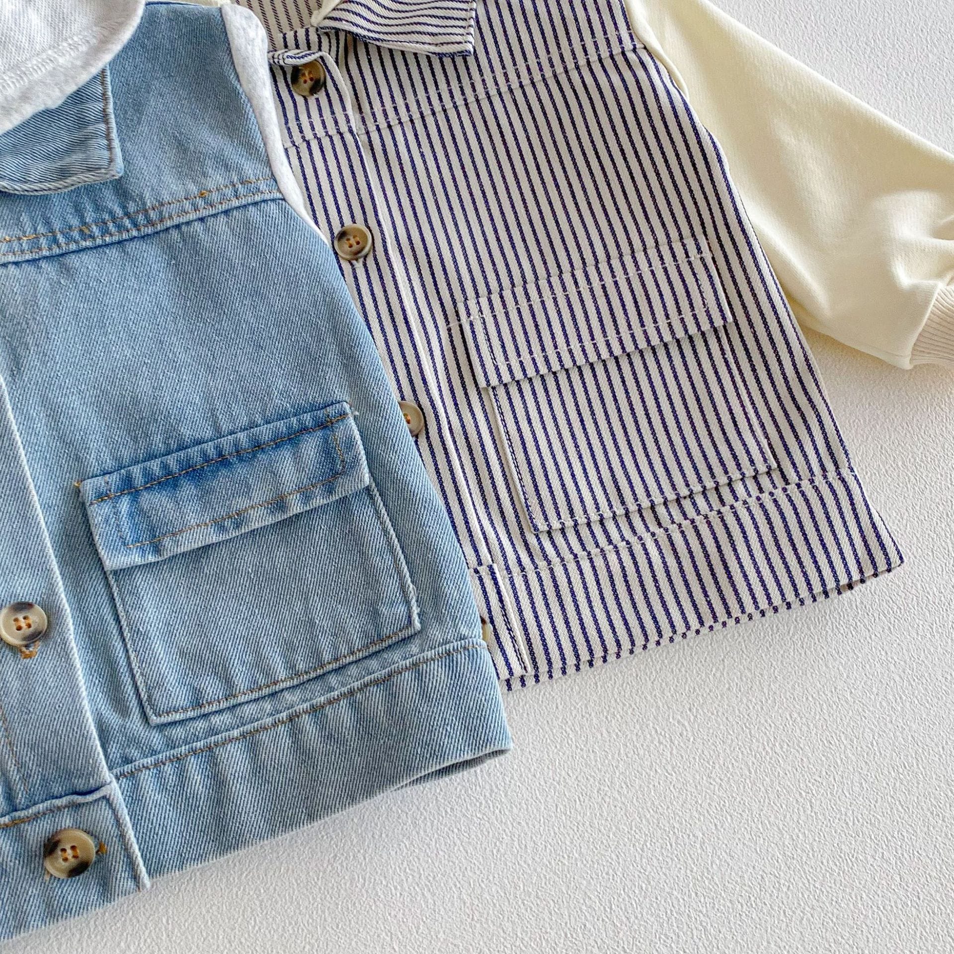 Hooded Striped Denim Layered Jacket ストライプ フード デニム ジャケット【mh0012720】 angou カーディガン・パーカー