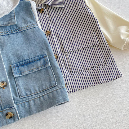 Hooded Striped Denim Layered Jacket ストライプ フード デニム ジャケット【mh0012720】 angou カーディガン・パーカー