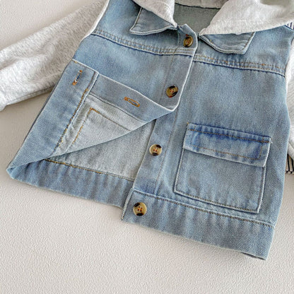 Hooded Striped Denim Layered Jacket ストライプ フード デニム ジャケット【mh0012720】 angou カーディガン・パーカー