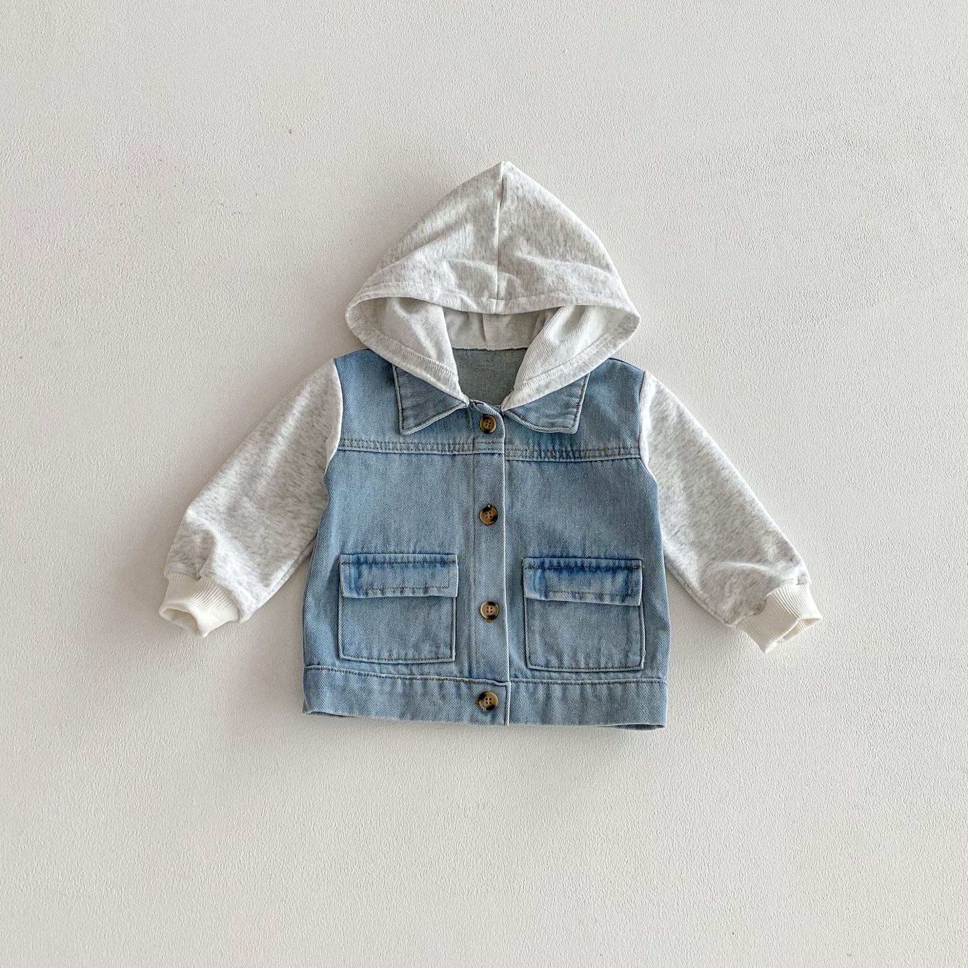 Hooded Striped Denim Layered Jacket ストライプ フード デニム ジャケット【mh0012720】 angou カーディガン・パーカー