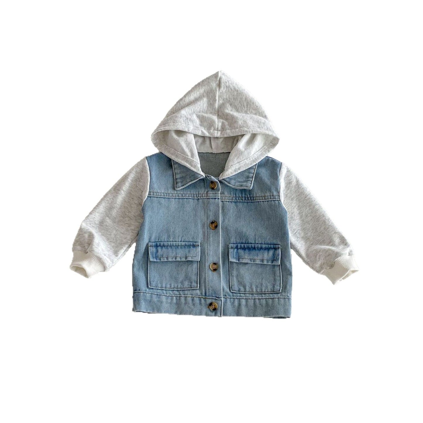 Hooded Striped Denim Layered Jacket ストライプ フード デニム ジャケット【mh0012720】 angou カーディガン・パーカー