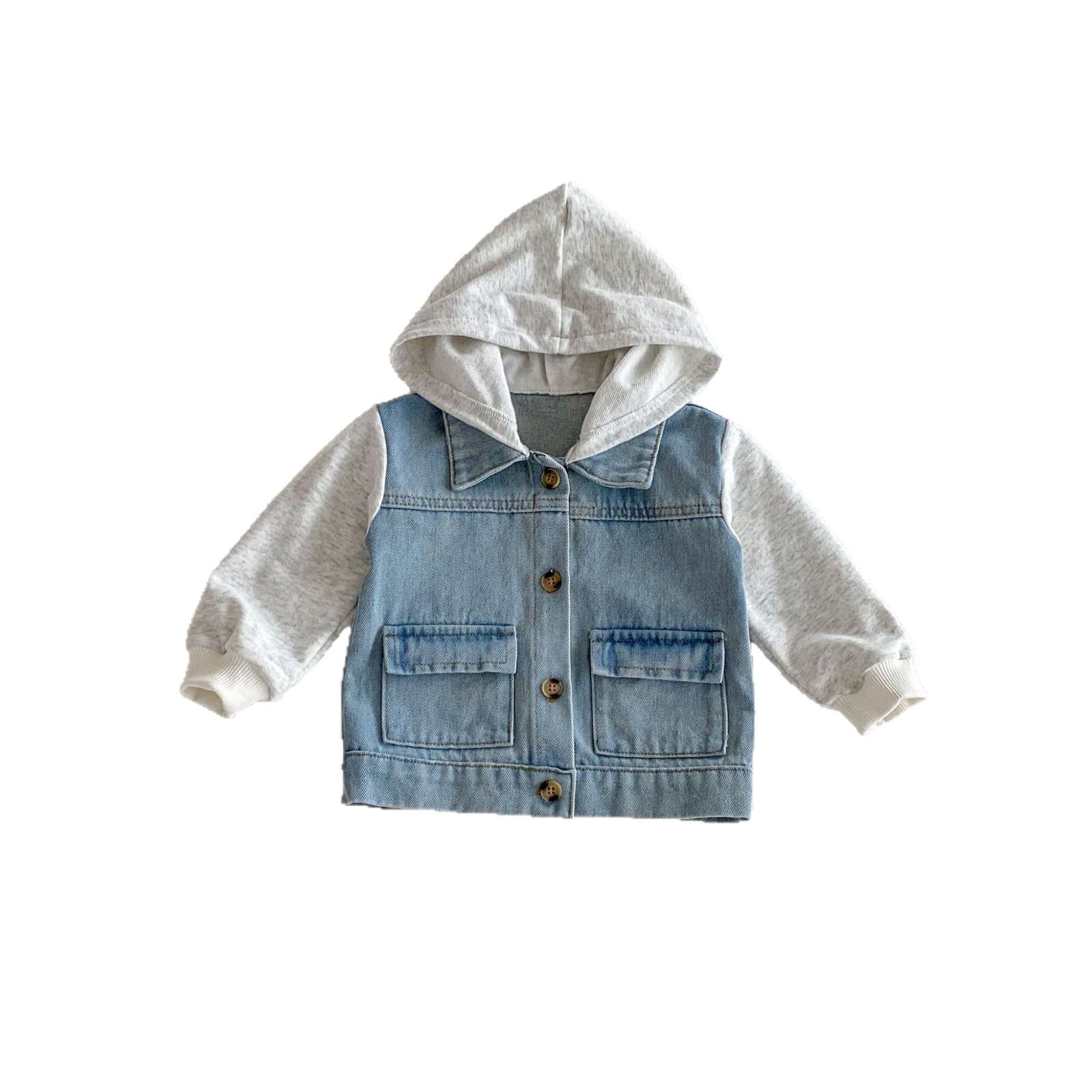 Hooded Striped Denim Layered Jacket ストライプ フード デニム ジャケット【mh0012720】 angou カーディガン・パーカー