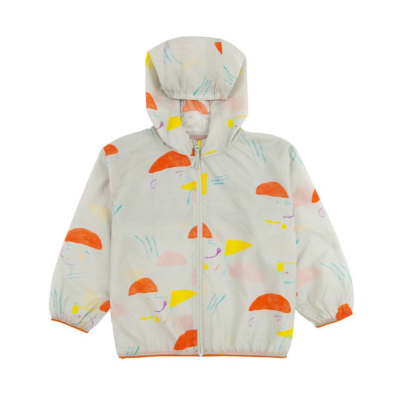 Hooded Sunscreen Jacket プリント ウインドブレーカー【mh0013106】 Light Gray / 90cm RICE & SKY ショートコート・ジャケット・ジャンパー
