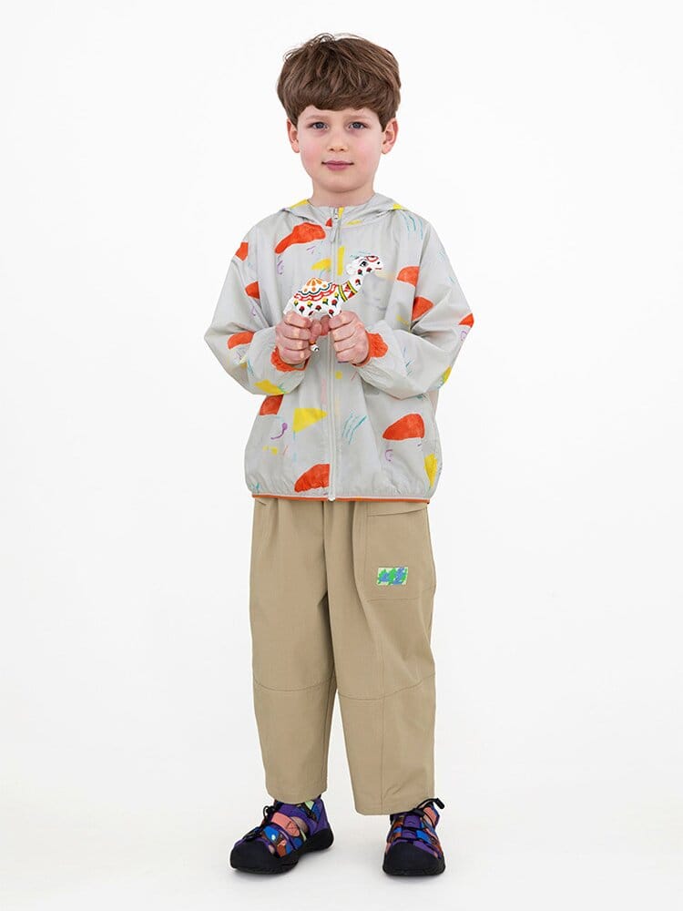 Hooded Sunscreen Jacket プリント ウインドブレーカー【mh0013106】 RICE & SKY ショートコート・ジャケット・ジャンパー