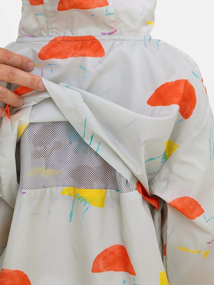Hooded Sunscreen Jacket プリント ウインドブレーカー【mh0013106】 RICE & SKY ショートコート・ジャケット・ジャンパー