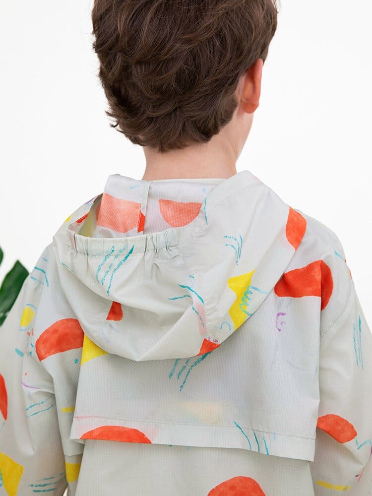 Hooded Sunscreen Jacket プリント ウインドブレーカー【mh0013106】 RICE & SKY ショートコート・ジャケット・ジャンパー