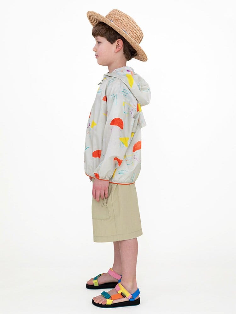 Hooded Sunscreen Jacket プリント ウインドブレーカー【mh0013106】 RICE & SKY ショートコート・ジャケット・ジャンパー