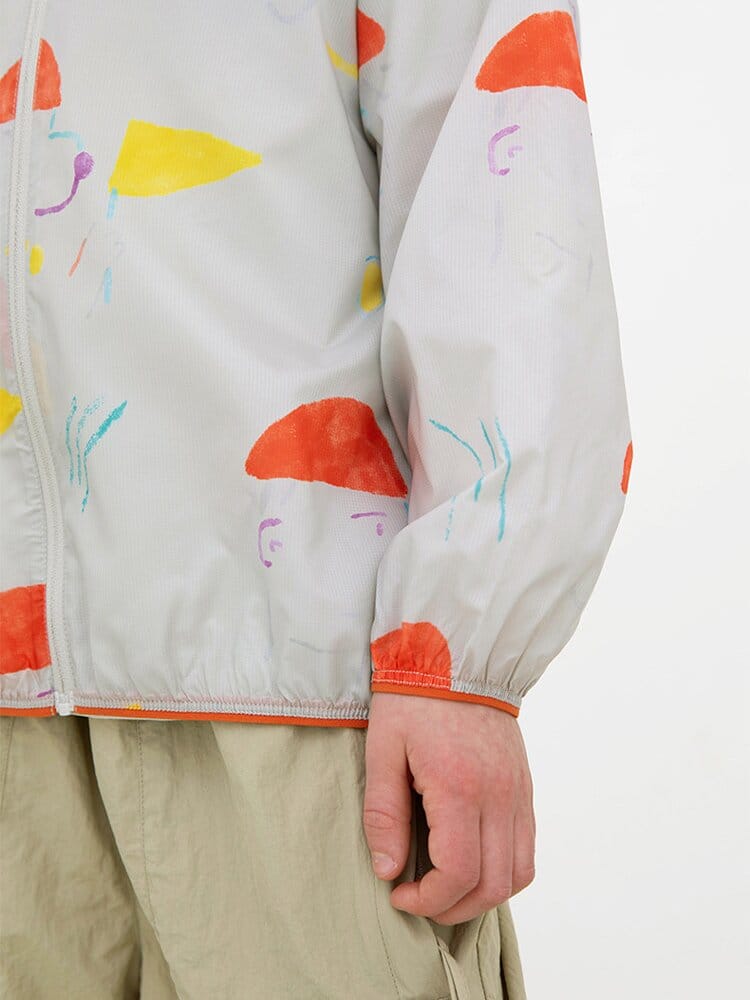 Hooded Sunscreen Jacket プリント ウインドブレーカー【mh0013106】 RICE & SKY ショートコート・ジャケット・ジャンパー