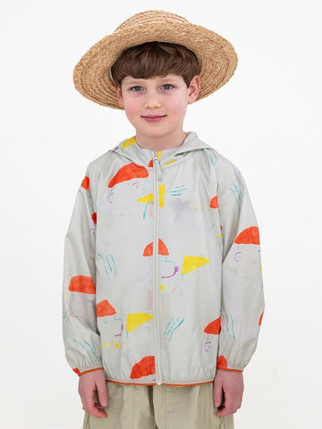 Hooded Sunscreen Jacket プリント ウインドブレーカー【mh0013106】 RICE & SKY ショートコート・ジャケット・ジャンパー