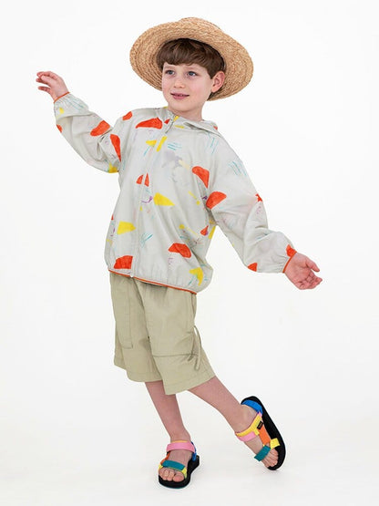 Hooded Sunscreen Jacket プリント ウインドブレーカー【mh0013106】 RICE & SKY ショートコート・ジャケット・ジャンパー