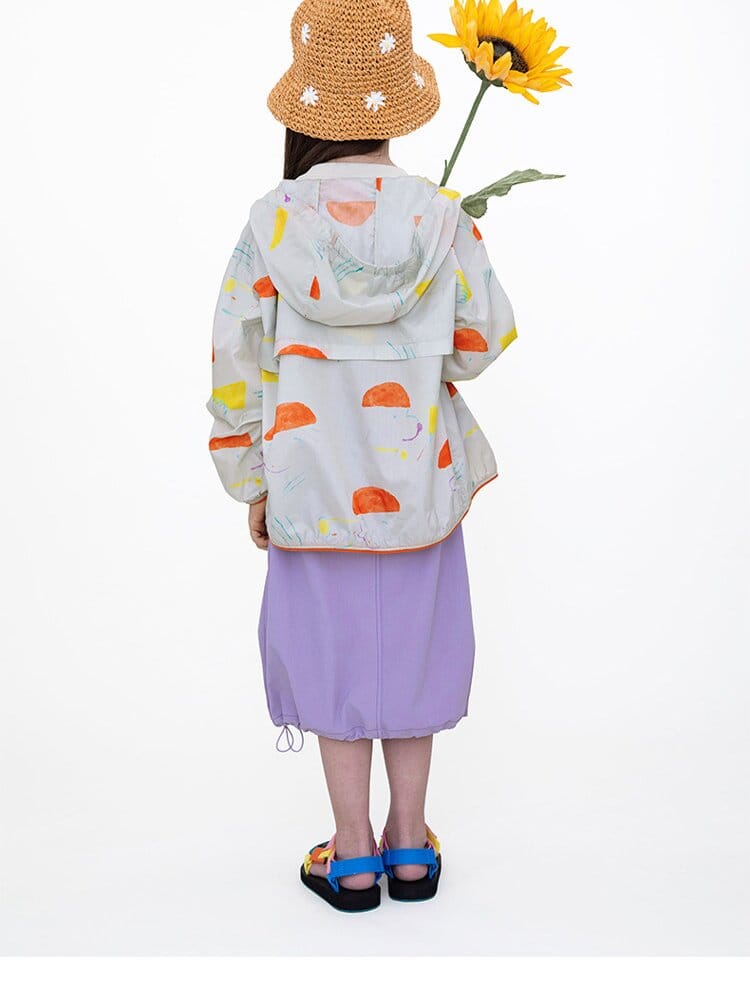 Hooded Sunscreen Jacket プリント ウインドブレーカー【mh0013106】 RICE & SKY ショートコート・ジャケット・ジャンパー