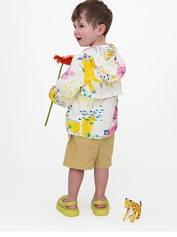 Hooded Sunscreen Jacket プリント ウインドブレーカー【mh0013106】 RICE & SKY ショートコート・ジャケット・ジャンパー