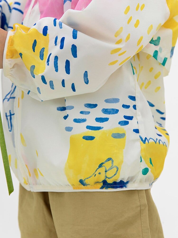 Hooded Sunscreen Jacket プリント ウインドブレーカー【mh0013106】 RICE & SKY ショートコート・ジャケット・ジャンパー