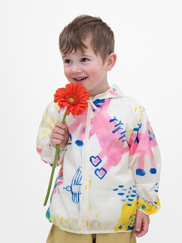 Hooded Sunscreen Jacket プリント ウインドブレーカー【mh0013106】 RICE & SKY ショートコート・ジャケット・ジャンパー