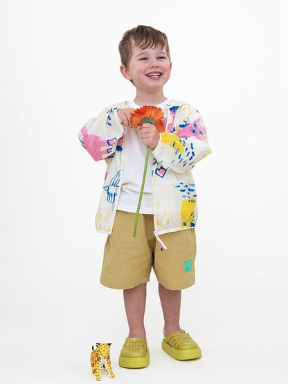 Hooded Sunscreen Jacket プリント ウインドブレーカー【mh0013106】 RICE & SKY ショートコート・ジャケット・ジャンパー