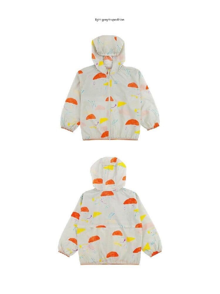 Hooded Sunscreen Jacket プリント ウインドブレーカー【mh0013106】 RICE & SKY ショートコート・ジャケット・ジャンパー