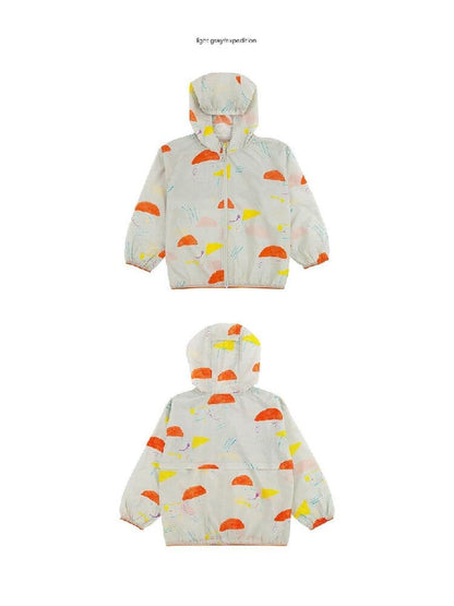 Hooded Sunscreen Jacket プリント ウインドブレーカー【mh0013106】 RICE & SKY ショートコート・ジャケット・ジャンパー