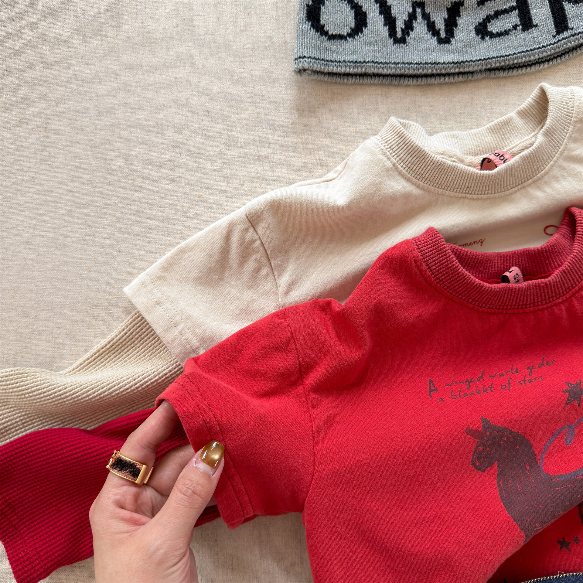 Horse Print Layered Long Sleeve Top ホースプリント レイヤード 長袖 Tシャツ【mh0012471】 ADbaby 長袖Tシャツ