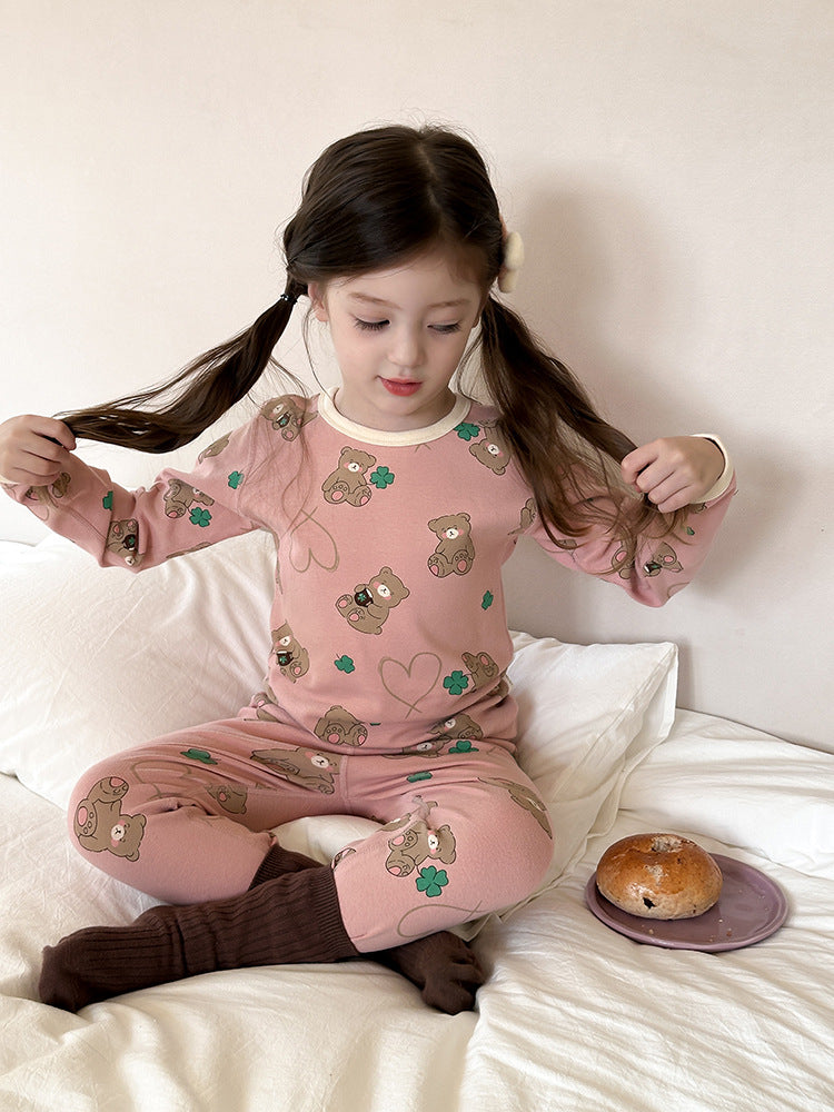 Long Sleeve Printed Pajama Set 長袖 プリント パジャマ セット【mh0012244】