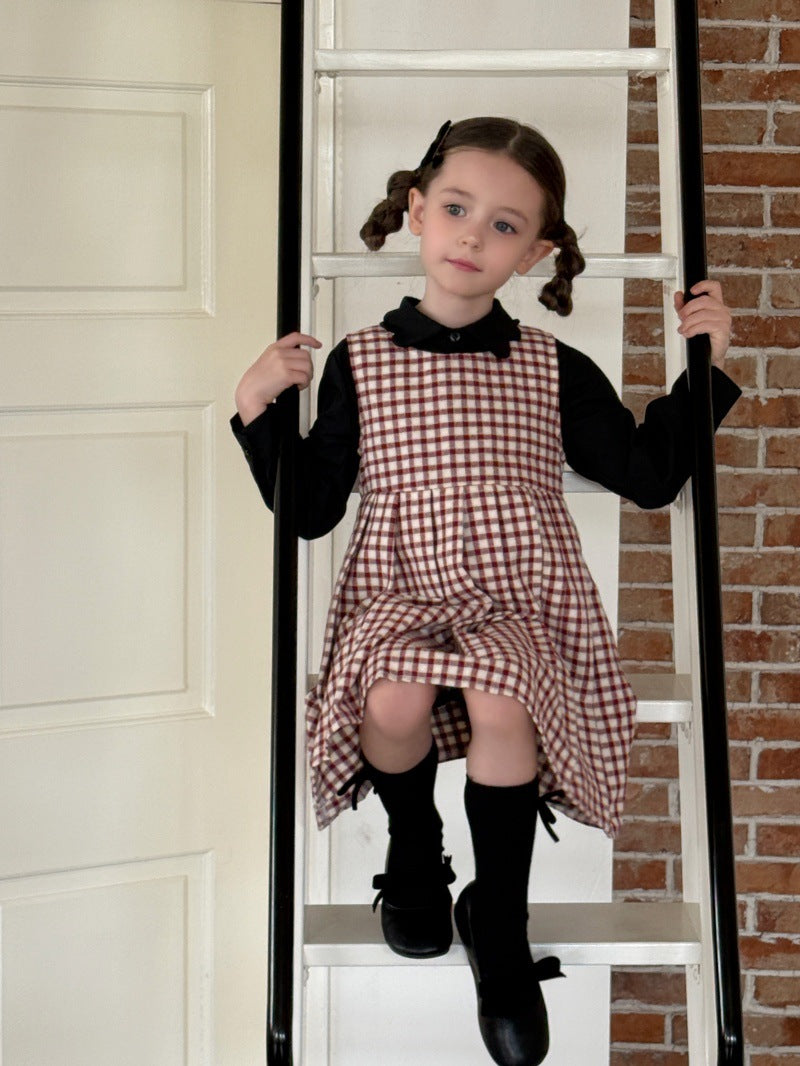 Kids' Plaid Pleated Sleeveless Jumper Dress