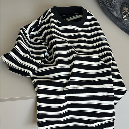Striped Rhinestone Tee ボーダー 半袖Tシャツ【mh0012973】