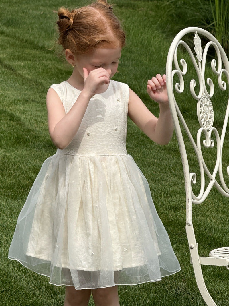 Sleeveless Beaded Princess Dress Satin Tulle チュール ノースリーブワンピース【mh0013234】
