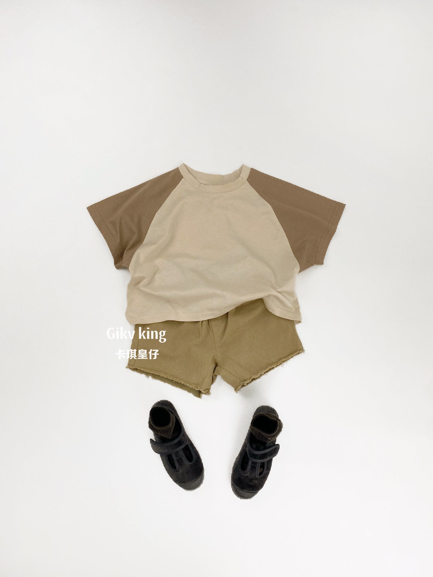 Raglan Sleeve Crewneck Top バイカラー シンプル 半袖Tシャツ【mh0012833】
