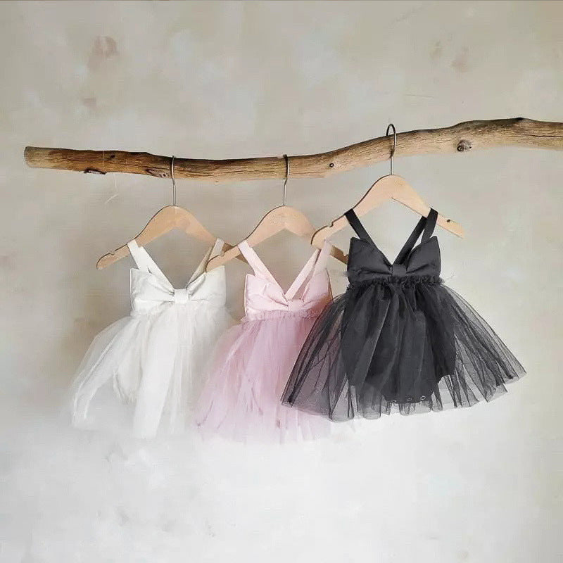 Bow Back Tulle Romper Dress ビッグリボン ノースリーブ チュールロンパース【mh0012700】