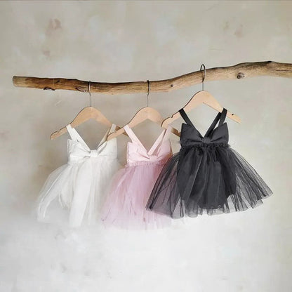 Bow Back Tulle Romper Dress ビッグリボン ノースリーブ チュールロンパース【mh0012700】