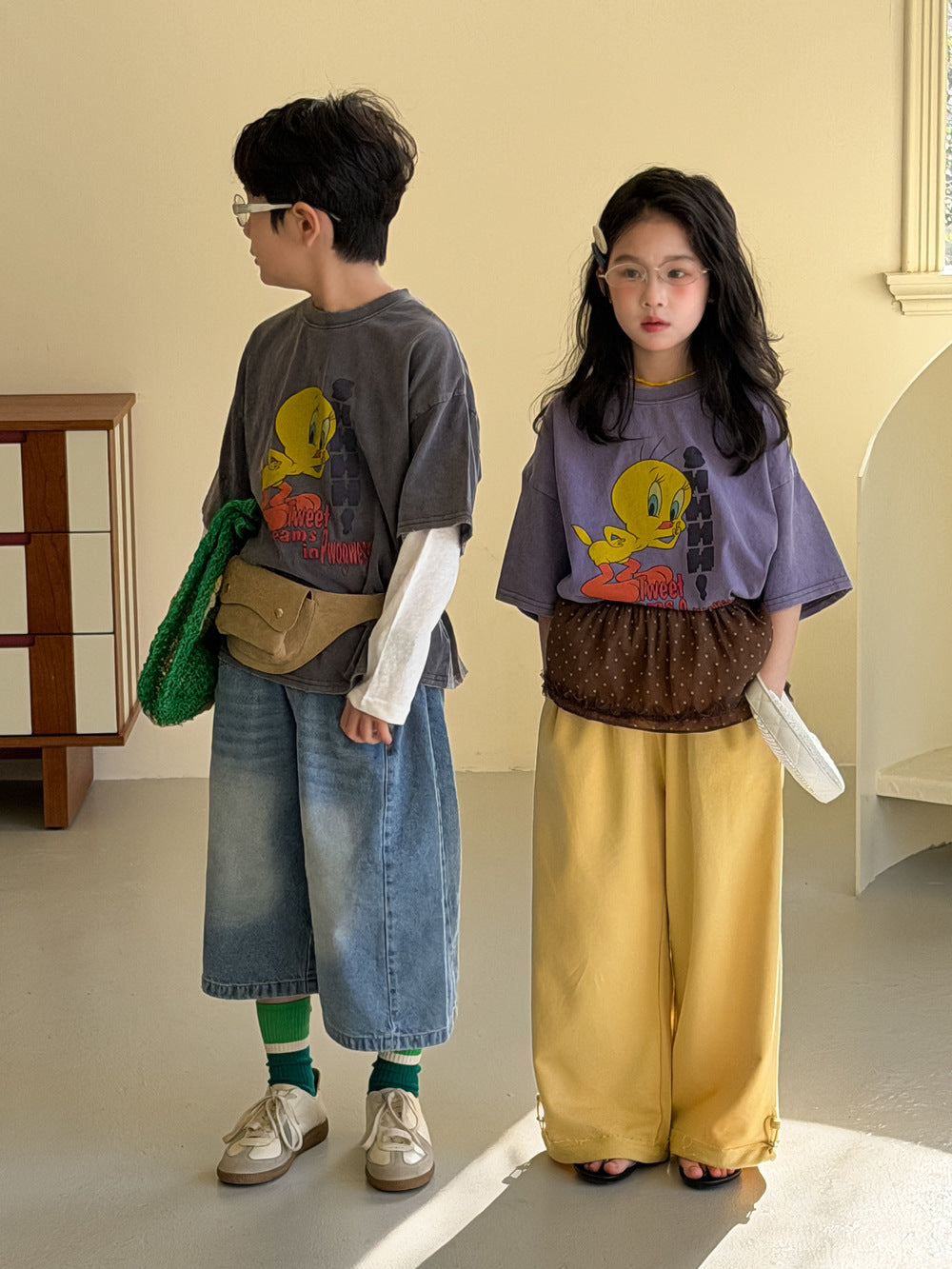 Bird Print Cotton T-shirt バード プリント 半袖Tシャツ【mh0012513】