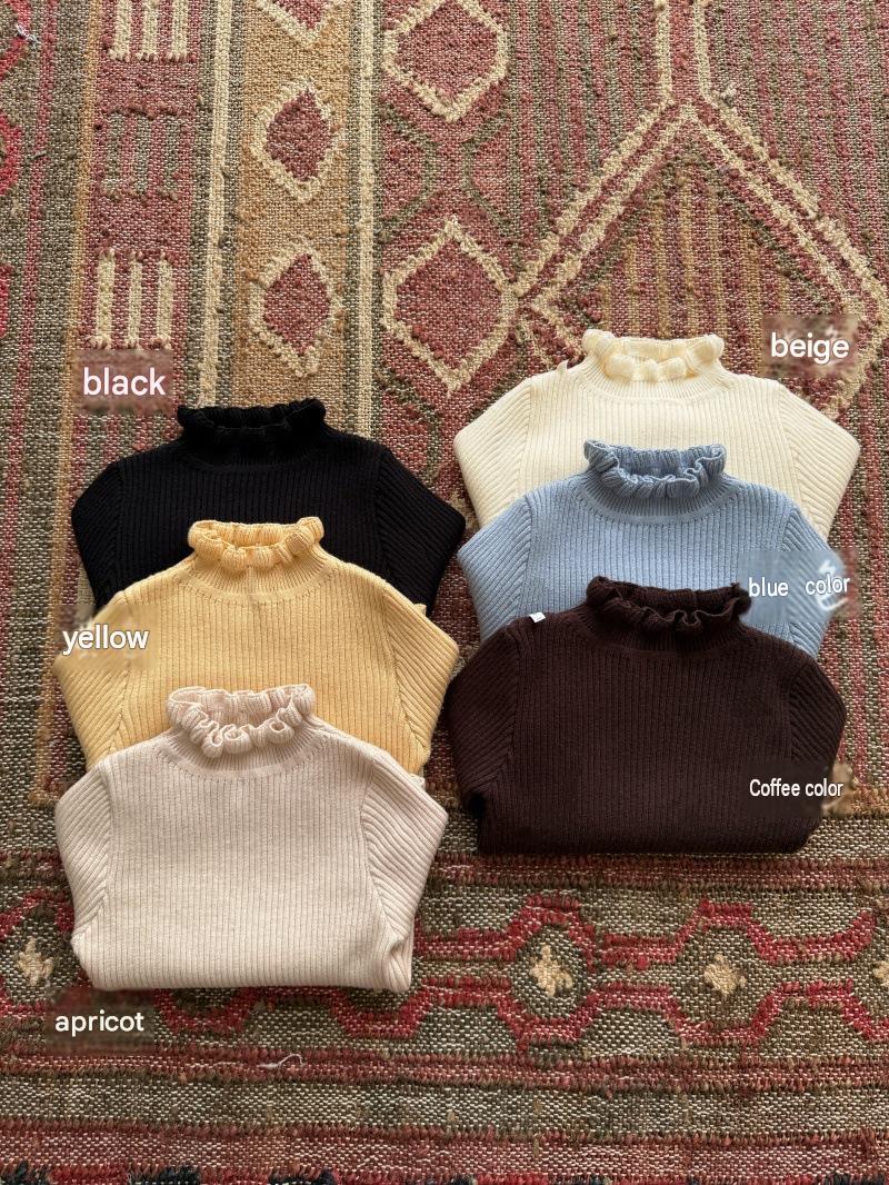 キッズ メロウフリル ハイネック リブニット 長袖トップス【mh0014579】