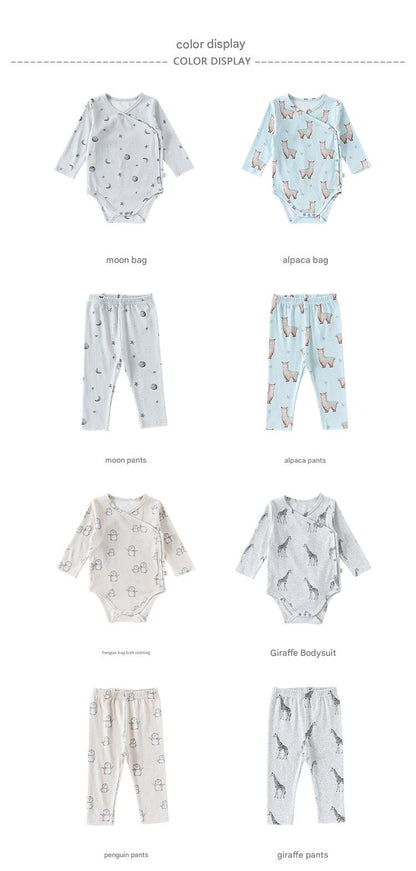 長袖肌着ロンパース/パンツ アニマル/星月プリント ボディスーツ【mh0011724】