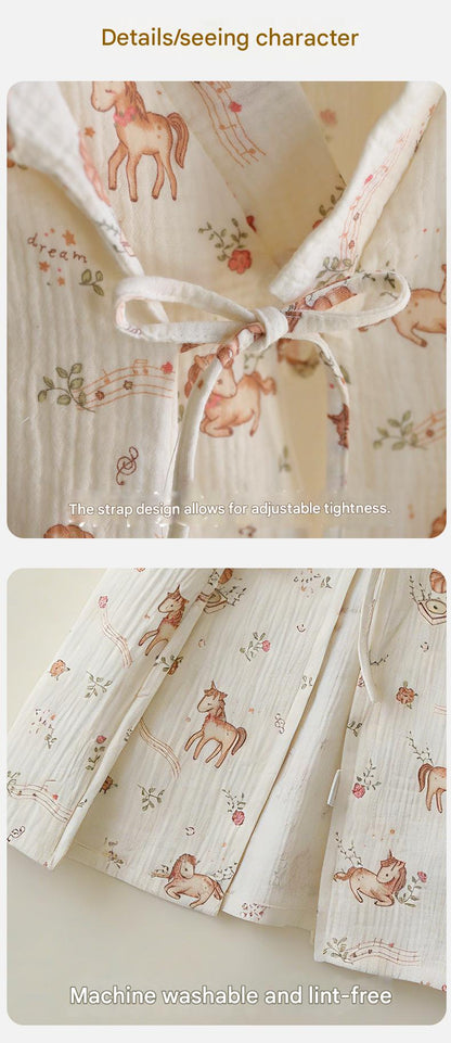 Printed Cotton Gauze Yukata Bathrobe [mh0012598]