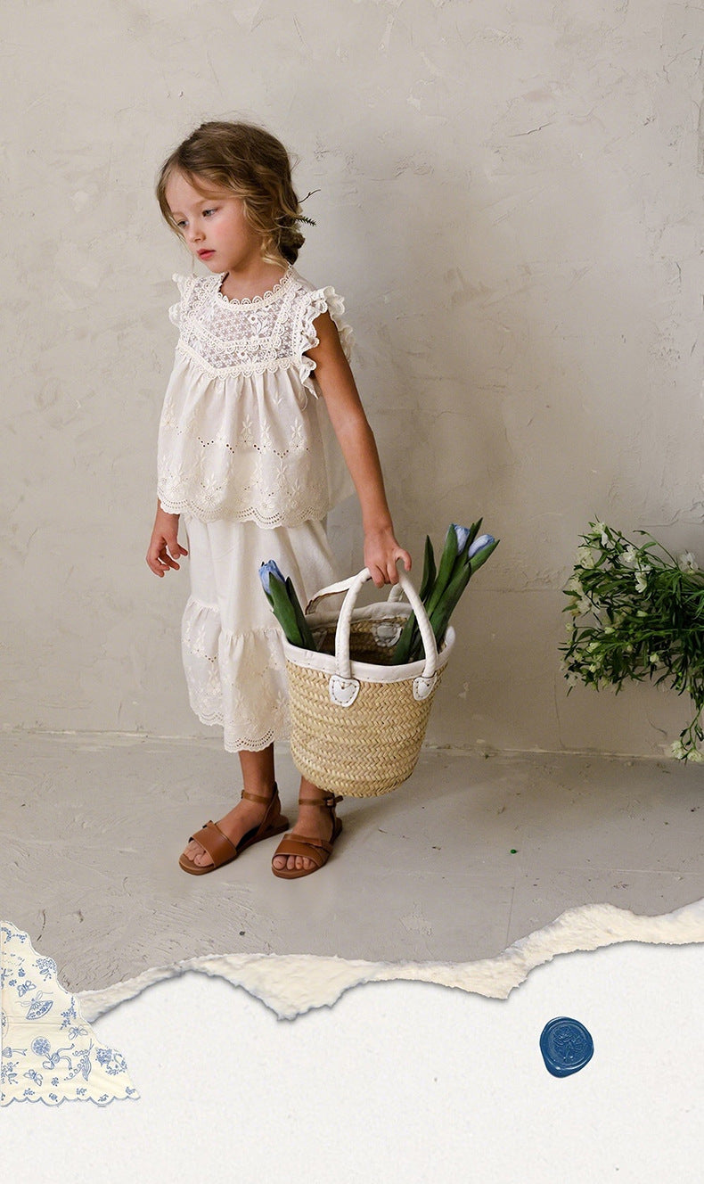 Lace Embroidered Sleeveless Tee 刺繍レース ノースリーブTシャツ【mh0012991】