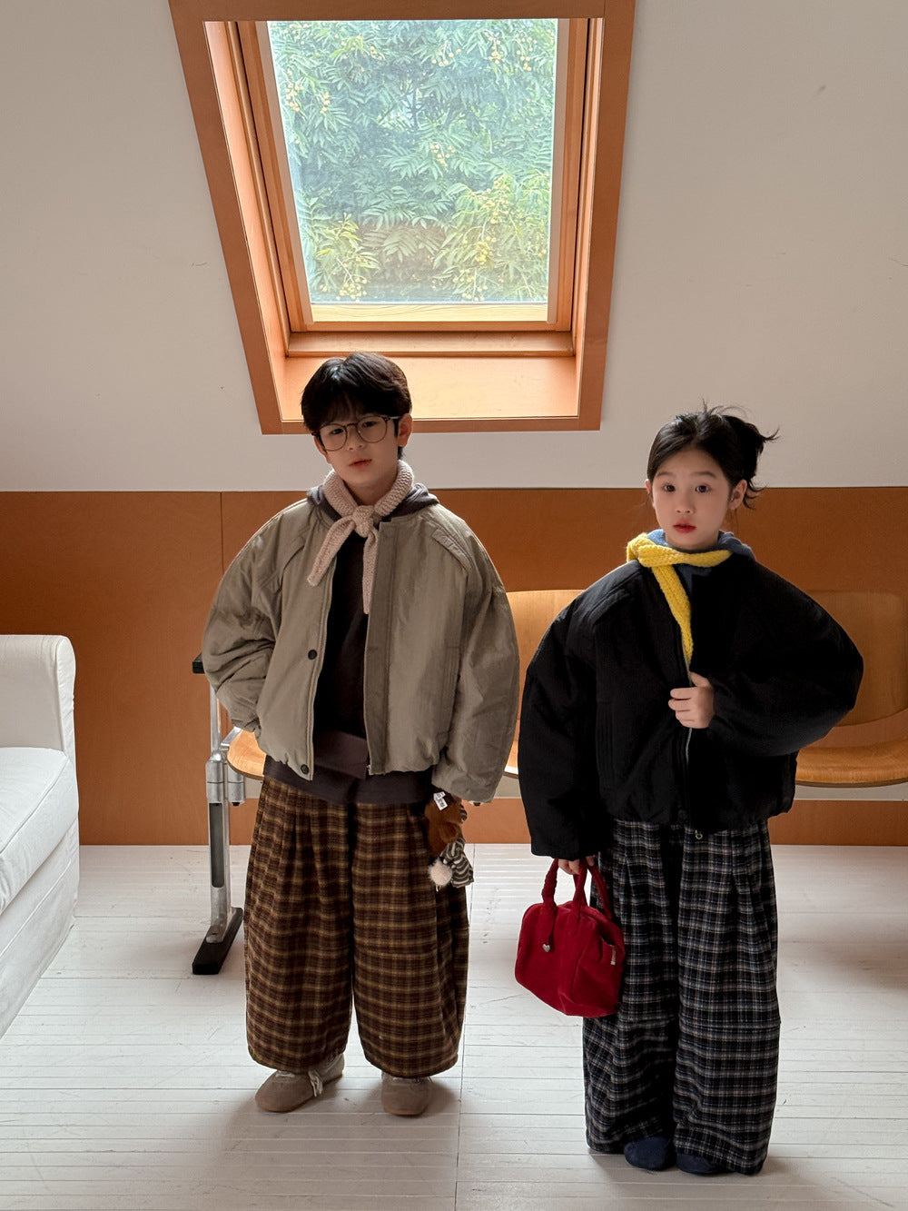 ブルゾンジャケット キッズ 中綿 厚手 ラウンドネック ショート丈 オーバーサイズ アウター【mh0011666】