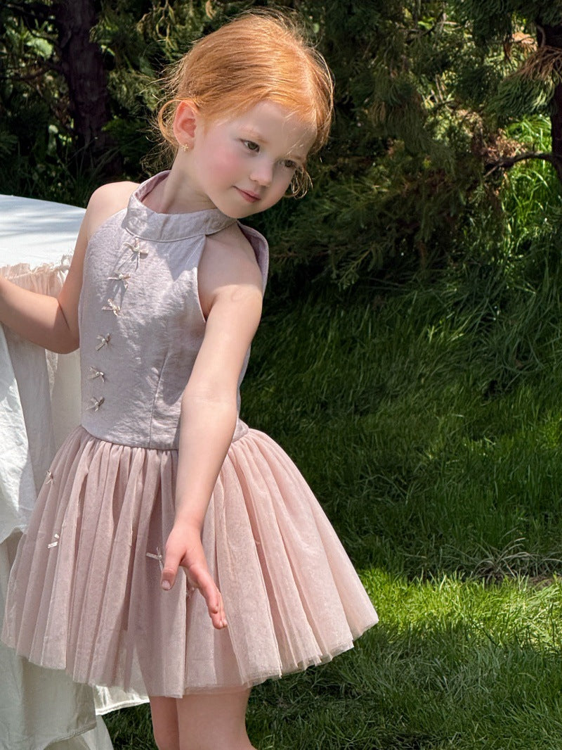 Bow Tulle Halter-Neck Elegant Princess Dress チュール ホルターネックワンピース【mh0013239】
